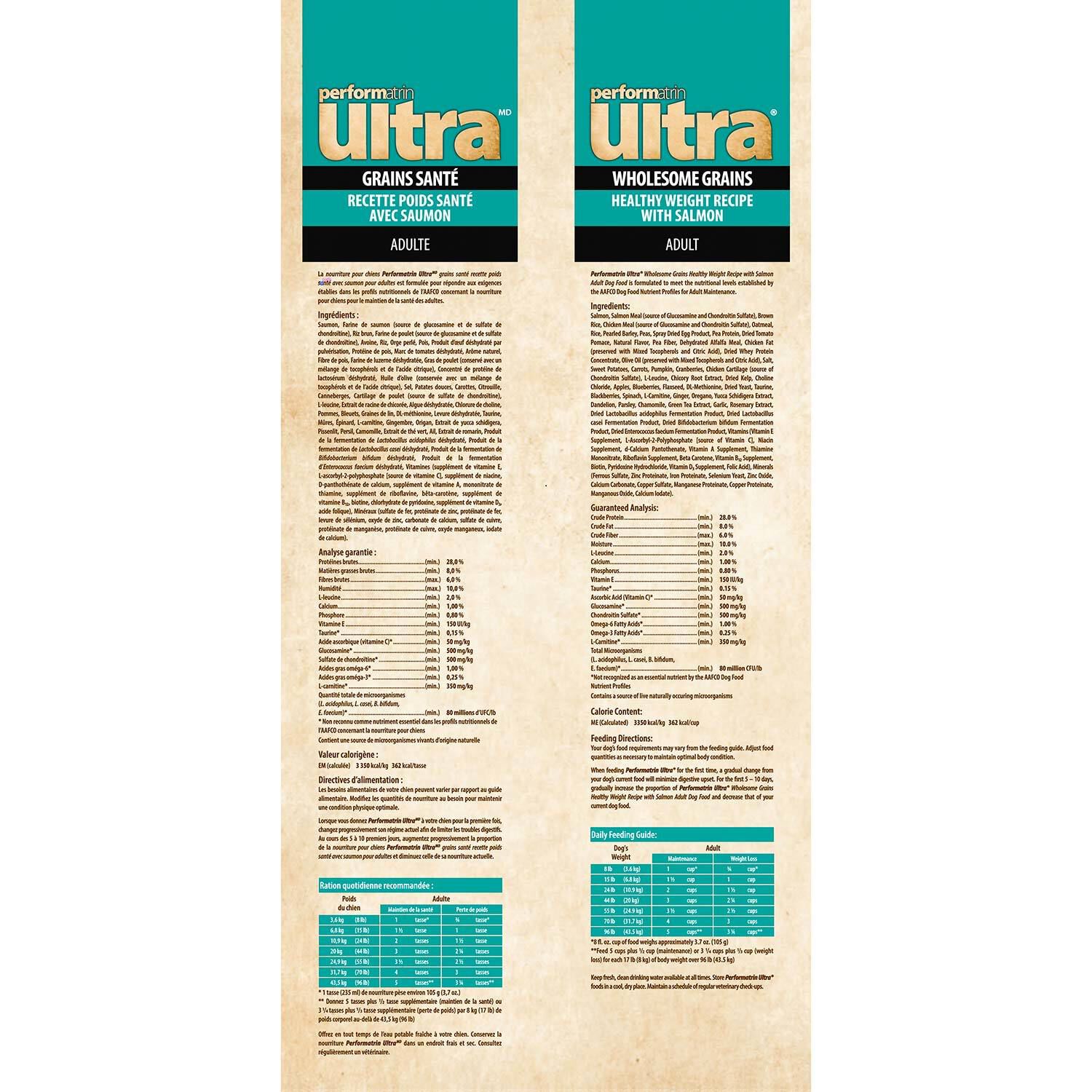 Performatrin Ultra Wholesome Grains Healthy Weight with Salmon Adult Dry Dog Food 24 lb Pet Supermarket