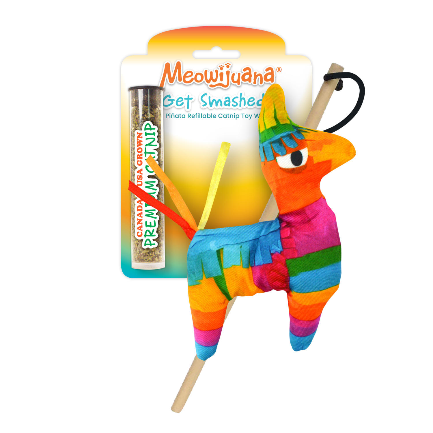 Meowijuana Get Smashed Llama Pinata Refillable Catnip Wand Cat Toy