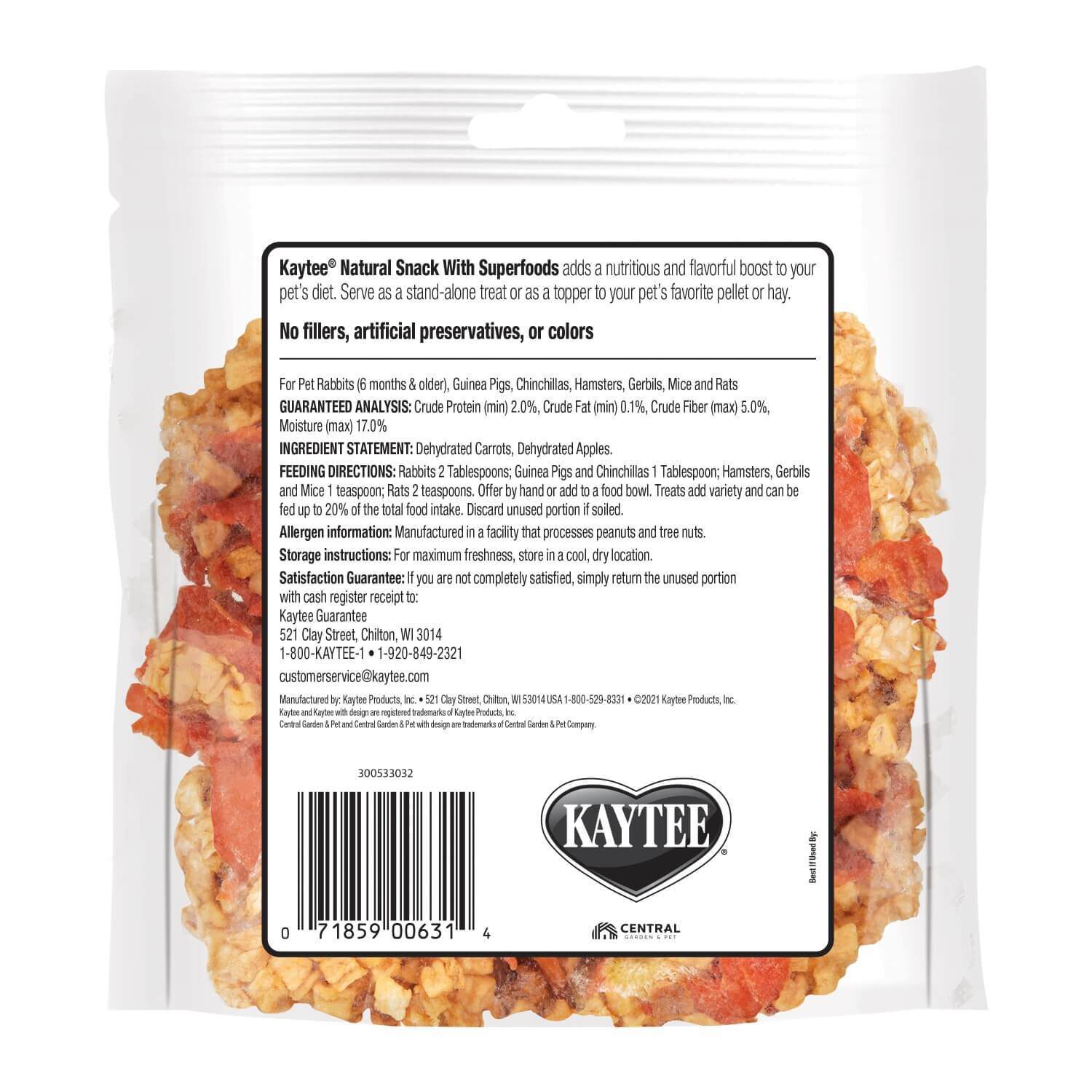Kaytee Natural Snack With Superfoods, Apple & Carrot
