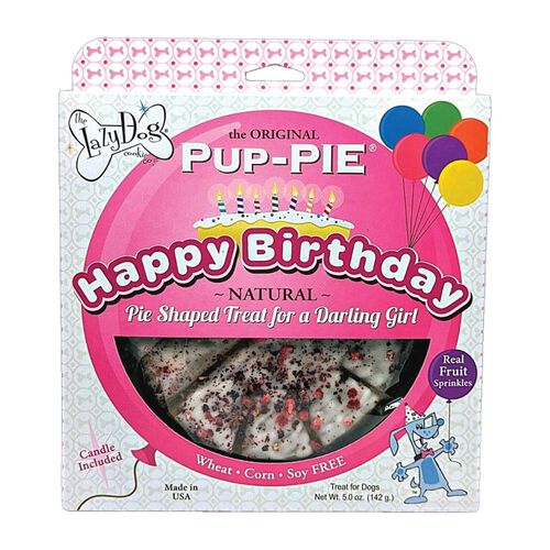 The Lazy Dog Cookie Co. Happy Birthday Pup Pie Dog Treat For A Darling Girl, 5 Oz Pie