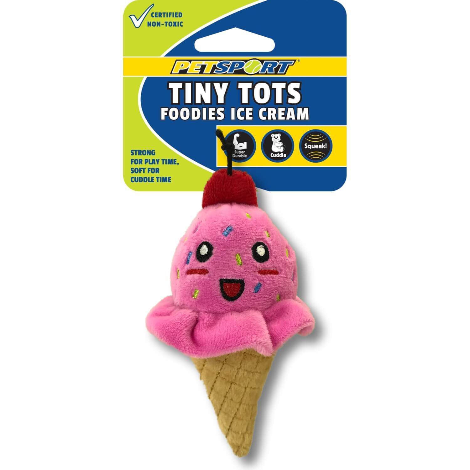 Petsport Tiny Tots Foodies Strawberry Ice Cream Squeaky Small Dog Toy