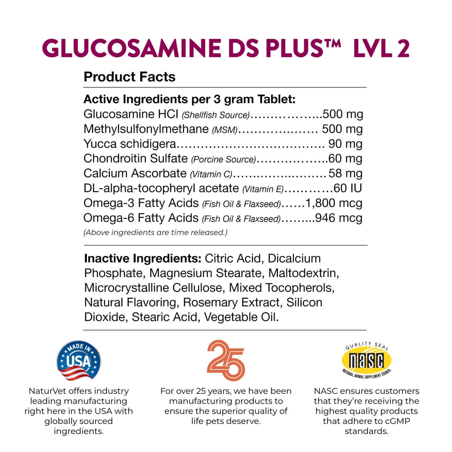 Naturvet Glucosamine Ds Plus Moderate Joint Care Supplement Tabs For Dogs & Cats