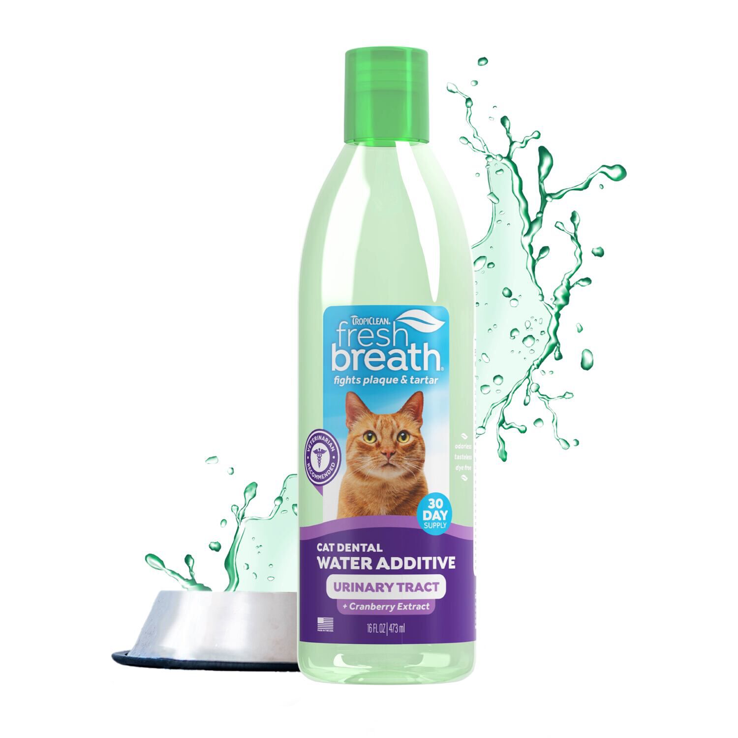 Tropiclean Fresh Breath Urinary Tract Cat Dental Health Water Additive, 16Oz