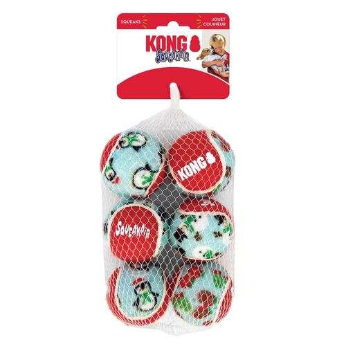Kong Holiday Squeak Air Balls Dog Toy - 6 Pk