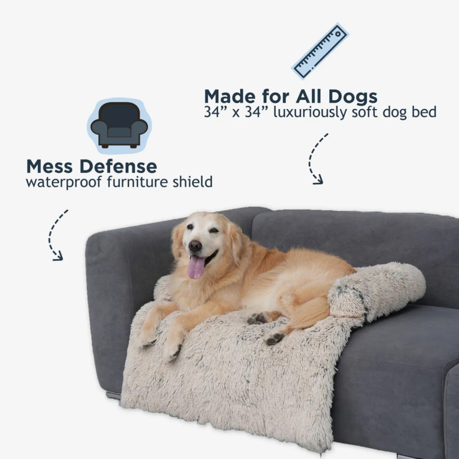 Tall Tails Anywhere Cuddler Waterproof Bolster Dog Bed, 34" - Khaki