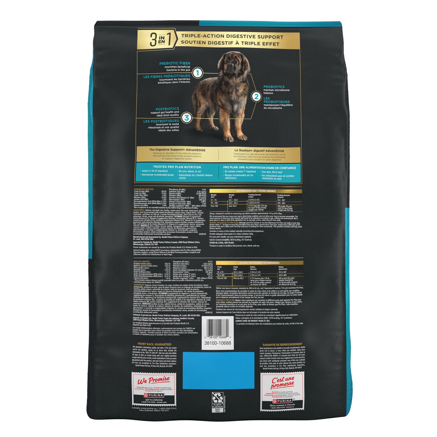 Purina Pro Plan Advantedge Digestive Support Plus Large Breed Salmon And Oat Meal Formula Adult Dry Dog Food - 22-Lb. Bag