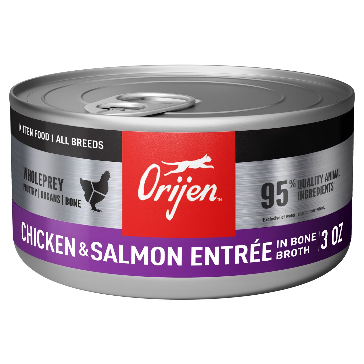 Orijen Chicken & Salmon Entree In Bone Broth Wet Kitten Food, 3-Oz