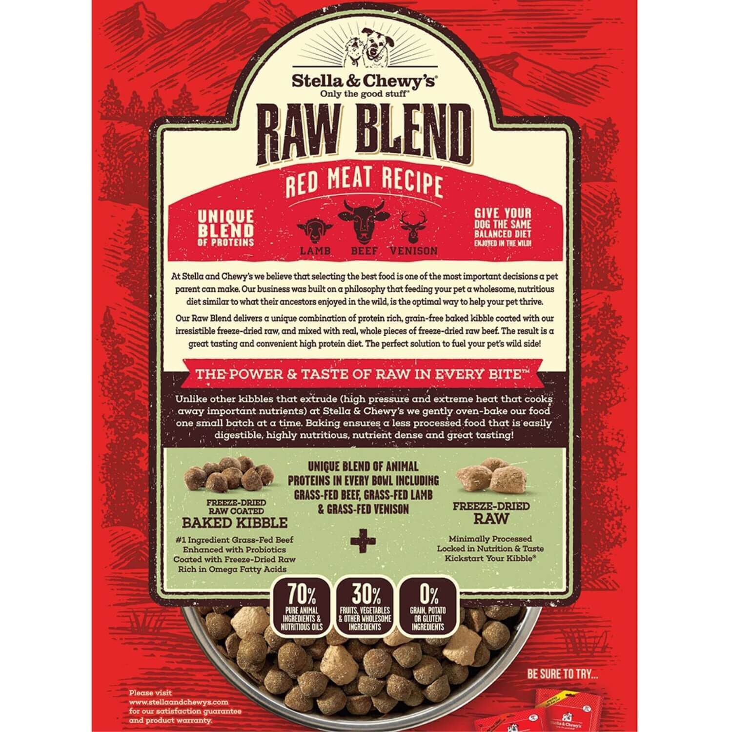 Stella & Chewy's Raw Blend Red Meat Recipe Freeze Dried Raw Coated Baked Kibble Dog Food, 22-Lb Bag