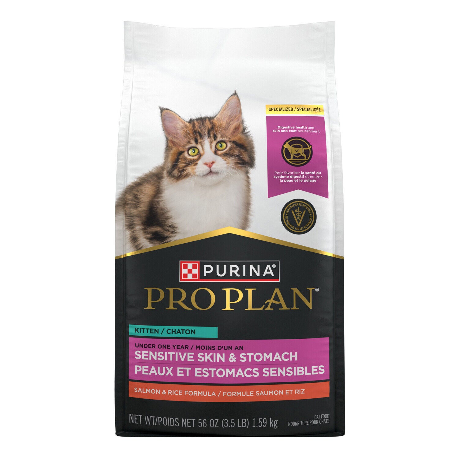 Purina Pro Plan Sensitive Skin And Stomach Dry Cat Food, Kitten Formula, Salmon And Rice Recipe, 7 Lb.