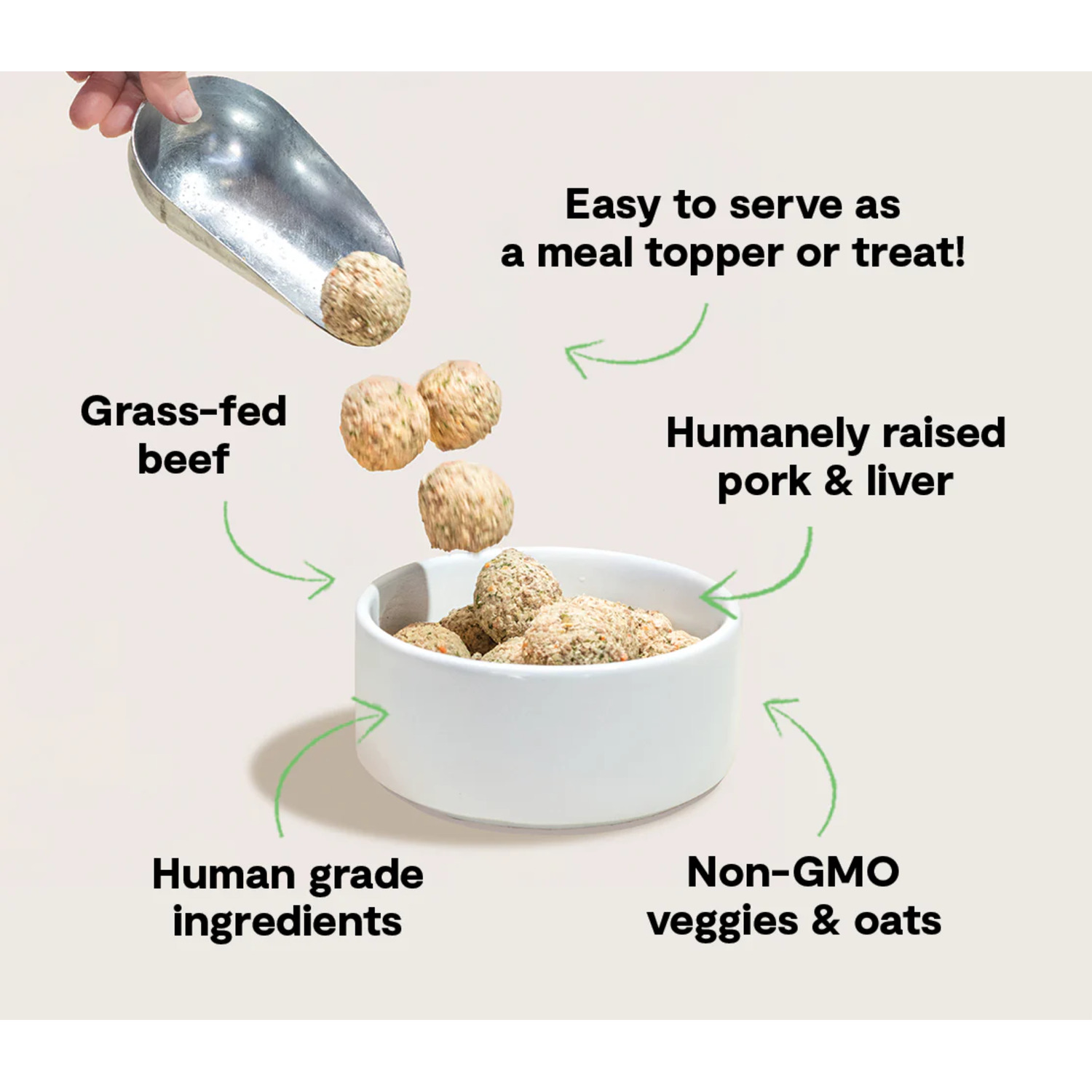 Open Farm Freshly Crafted Meatballs Frozen Dog Food- Grass-Fed Beef & Pork Recipe