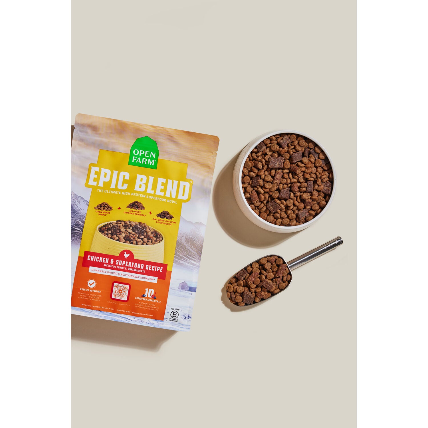Open Farm Epic Blend Chicken & Superfood Recipe Air-Dried Dog Food With Kibble, 18Lb