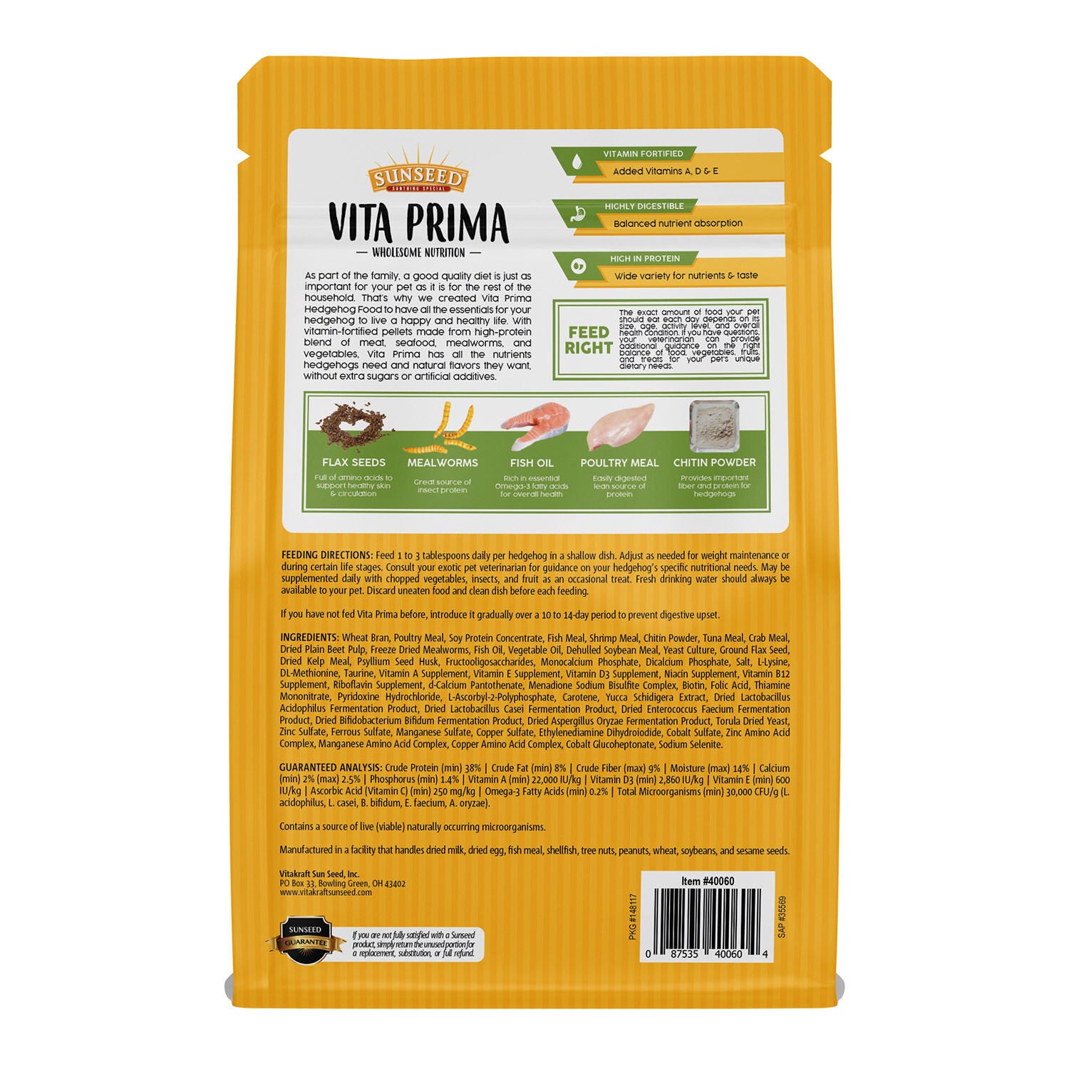 Sun Seed Vita Prima Hedgehog Food