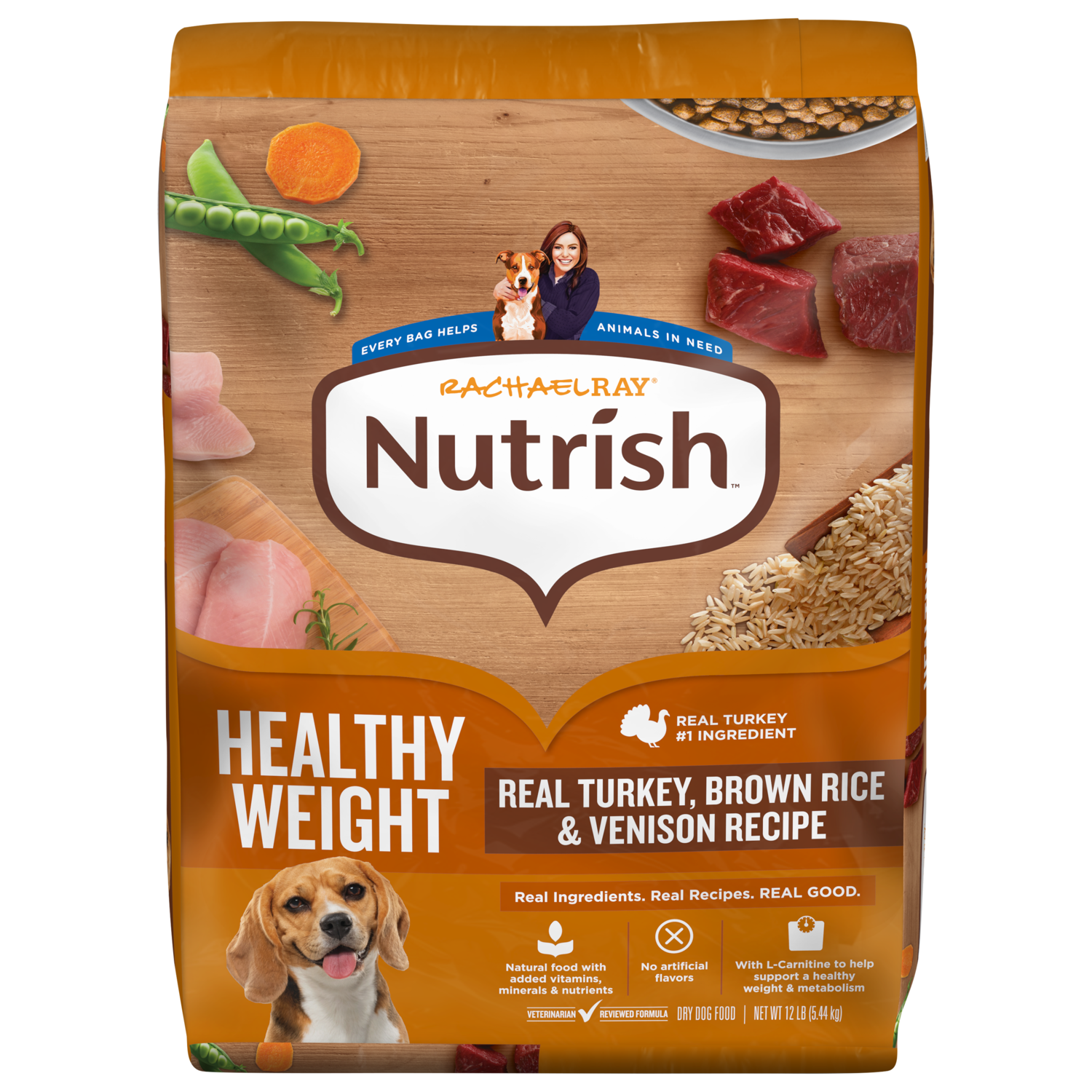 Rachael Ray Nutrish&trade; Healthy Weight Real Turkey, Brown Rice & Venison Recipe Dry Dog Food, 12-Lb Bag
