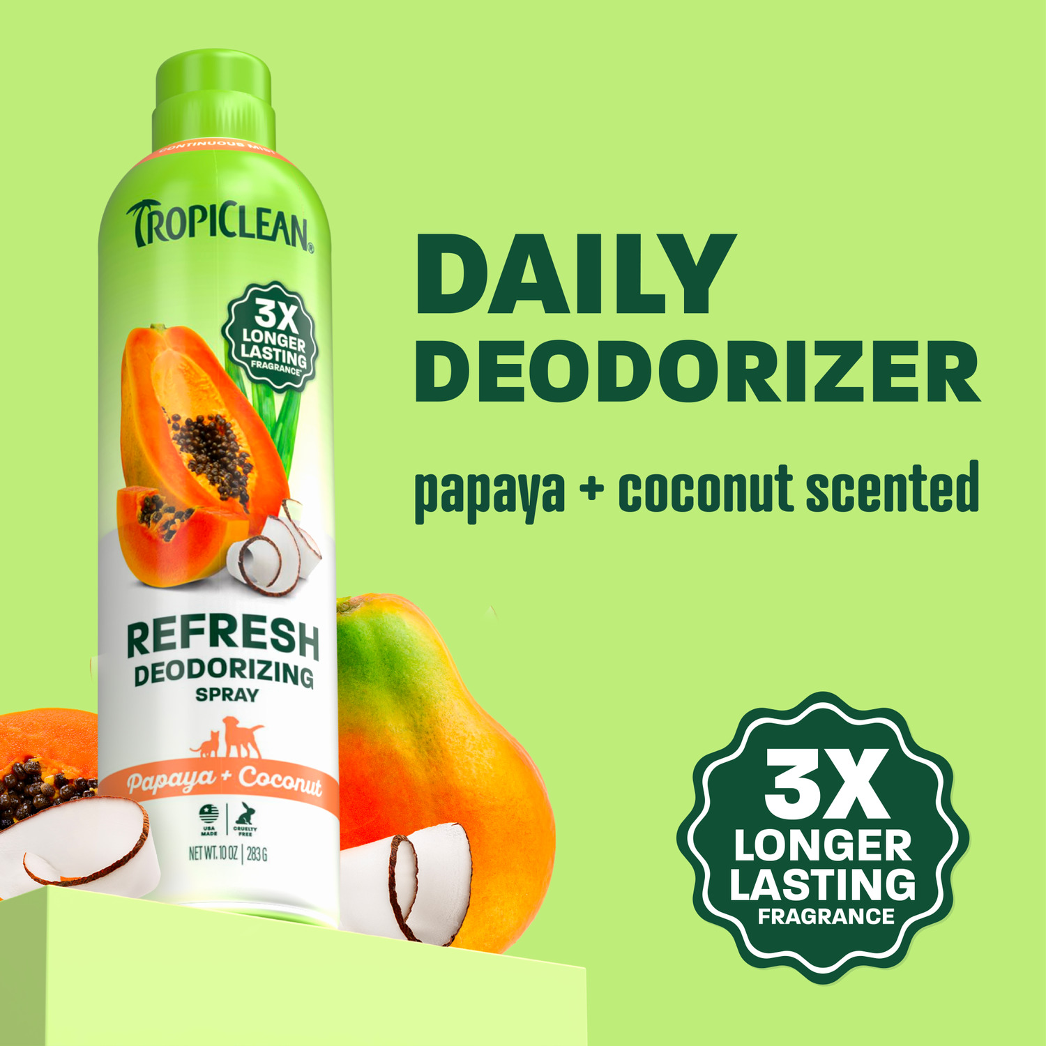 Tropiclean Papaya Scented Dog Deodorizing Mist And Detangling Spray, 10-Oz
