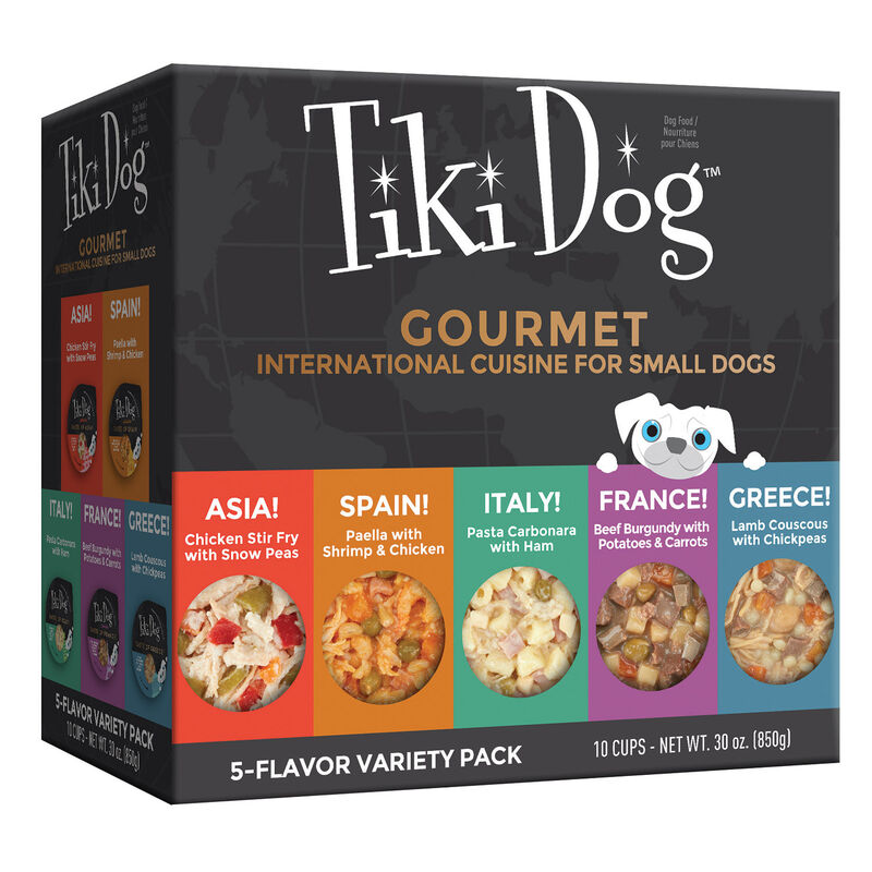 Tiki Dog Gourmet Taste Of The World Variety Pack Wet Dog Food For Small Dogs, 10 Cups Of 3ozs