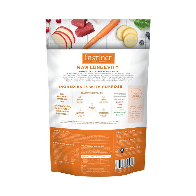 Instinct® Raw Longevity™ 100% Freeze Dried Raw Meals Grass Fed Beef & Wild Caught Cod Recipe For Dogs image number 2