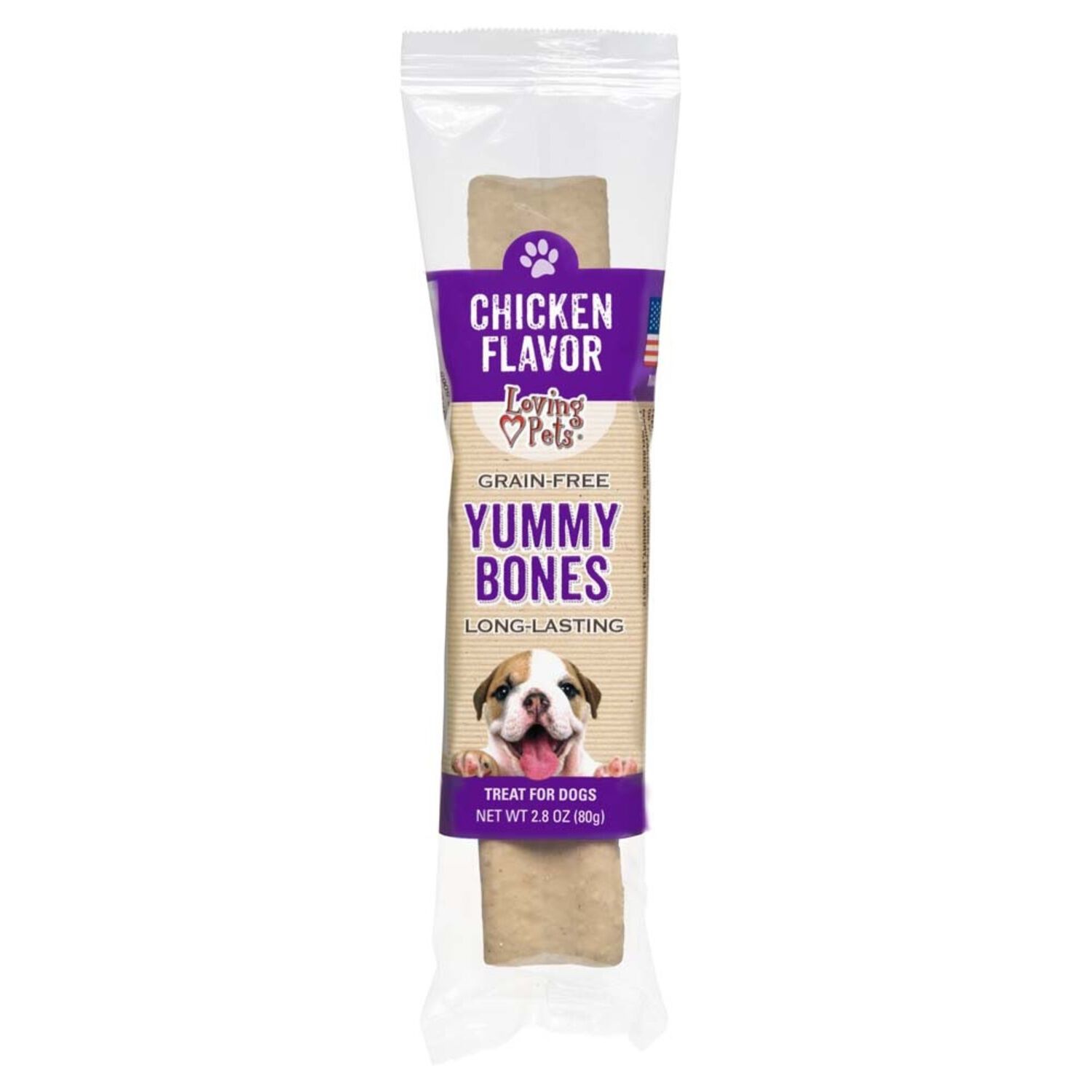 Loving Pets Yummy Bone Flavor Filled Dog Treat, Chicken 2.8-Oz