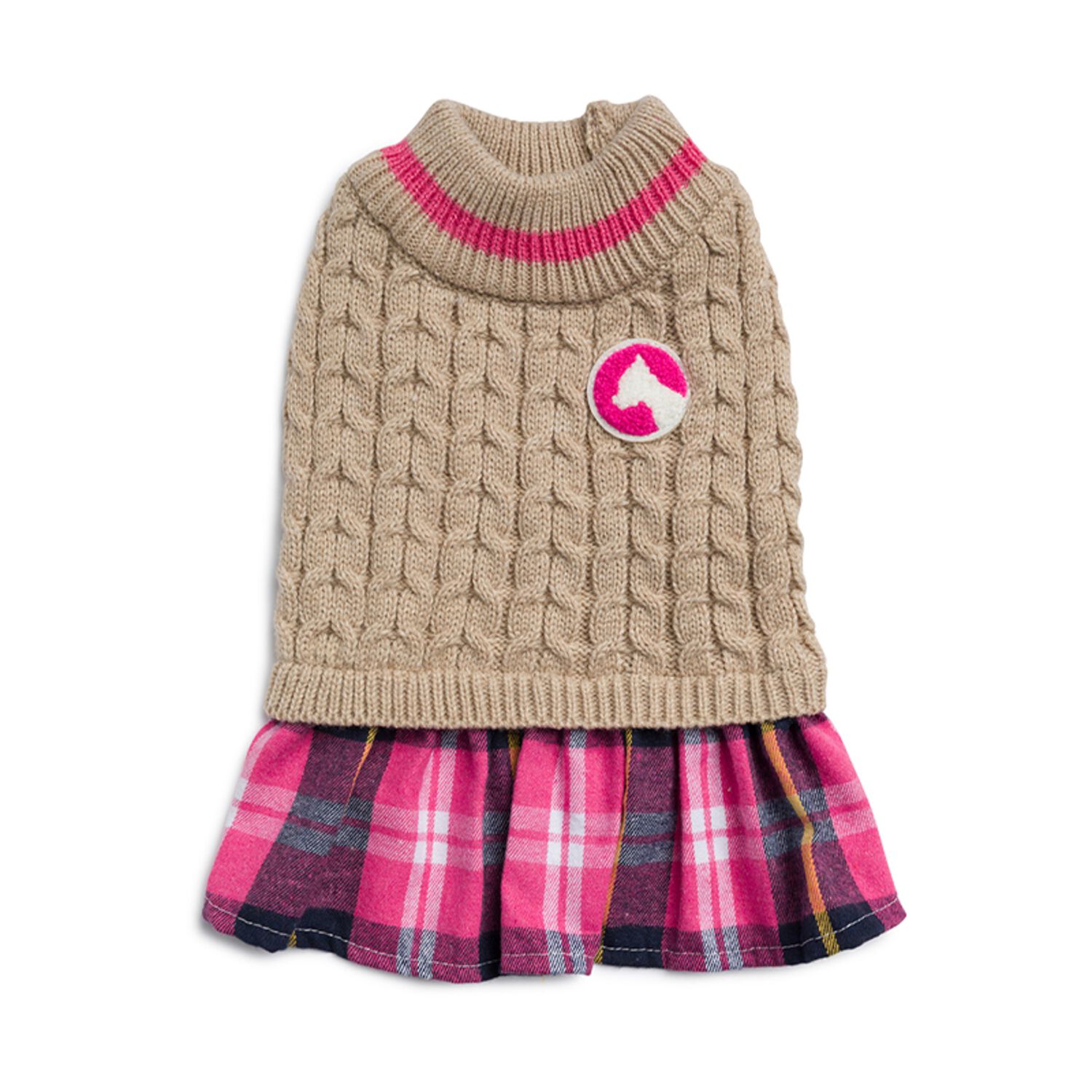 Aristopet Pink Varsity Cable Knit Sweater Dog Dress, Pink, Extra Large