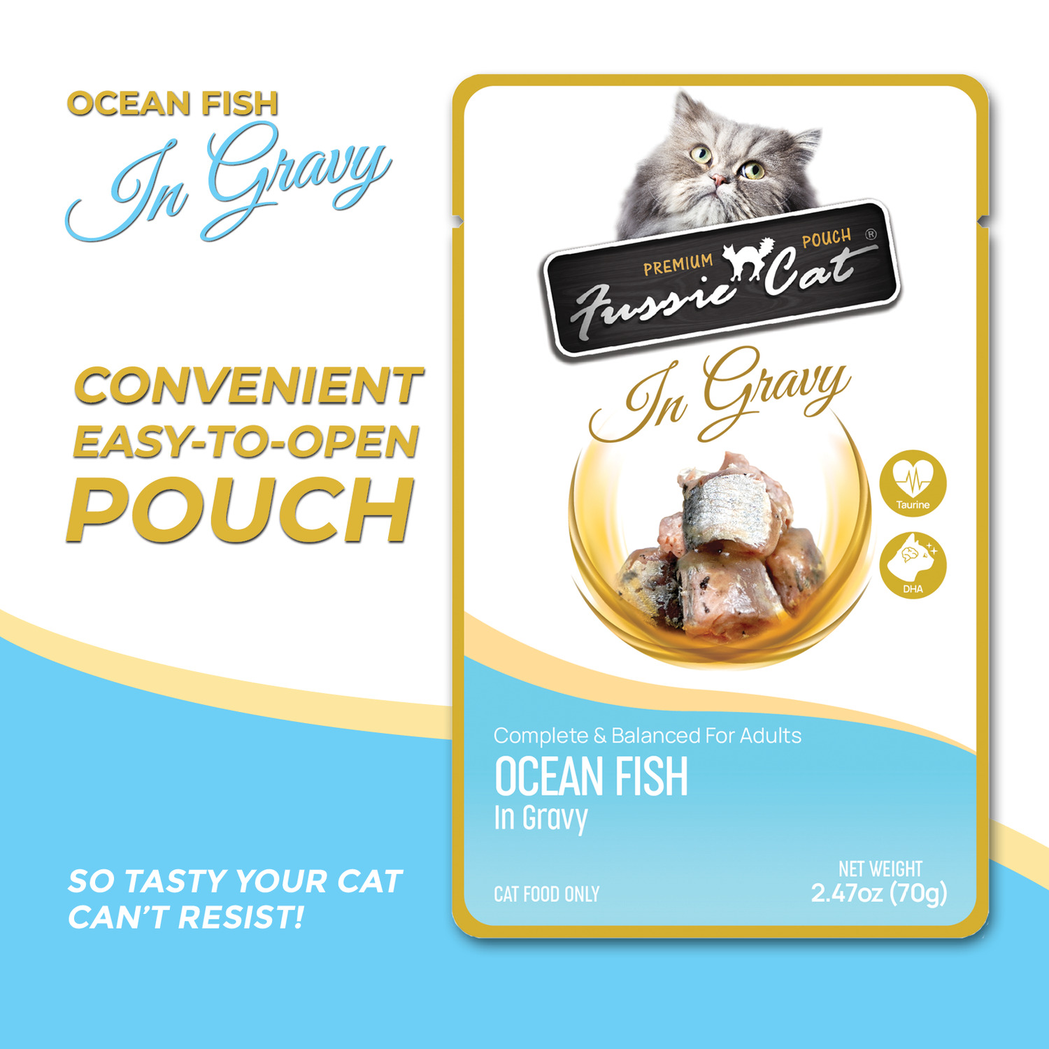 Fussie Cat Premium Oceanfish In Gravy Wet Cat Food, 2.47Oz