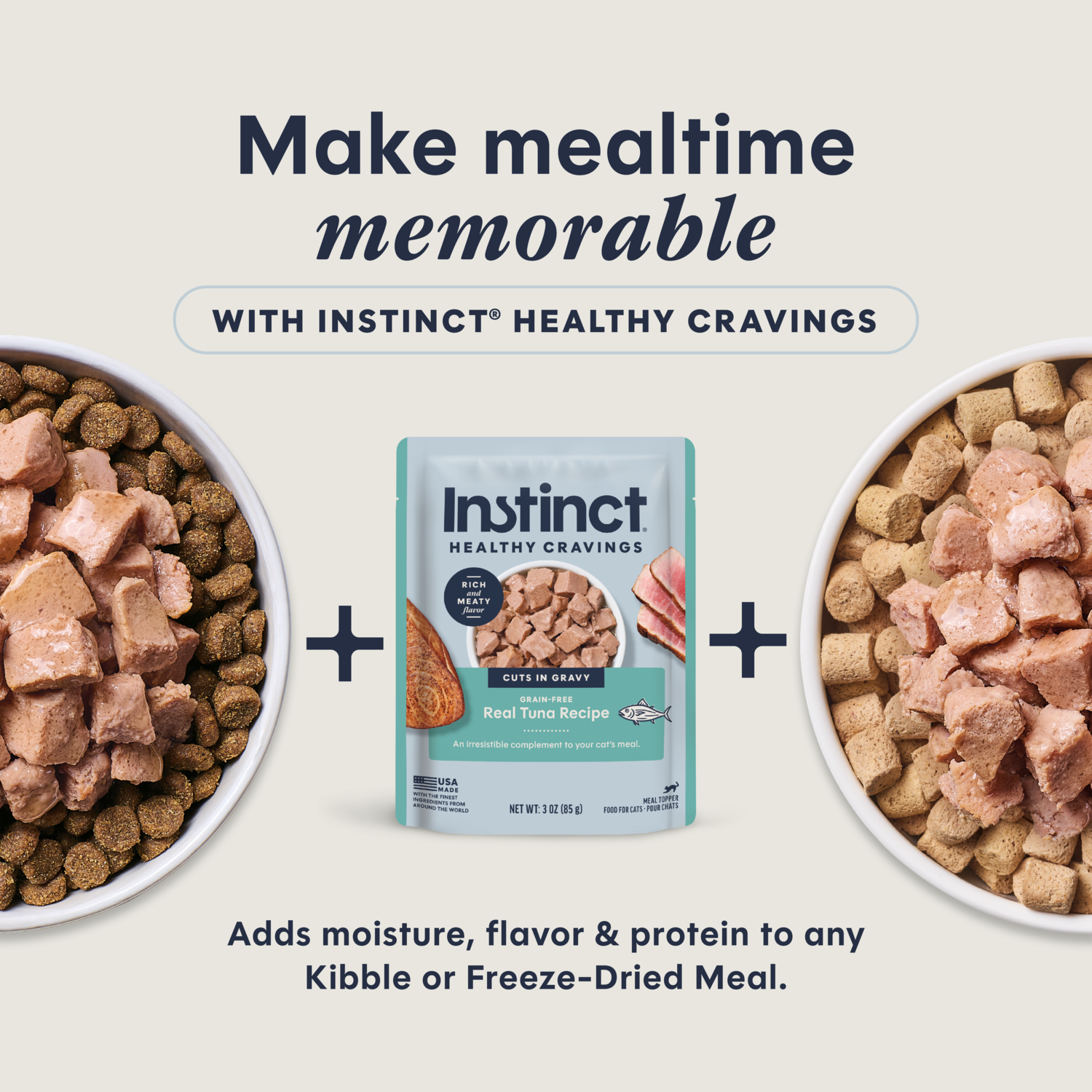 Instinct Healthy Cravings Grain-Free Real Tuna Recipe In Savory Gravy Wet Cat Food Topper, 3-Oz, Pack Of 24