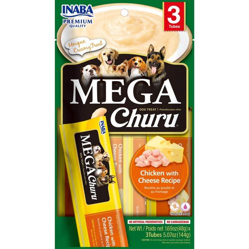 Inaba Mega Churu Chicken With Cheese Recipe Dog Treat, 3 Count