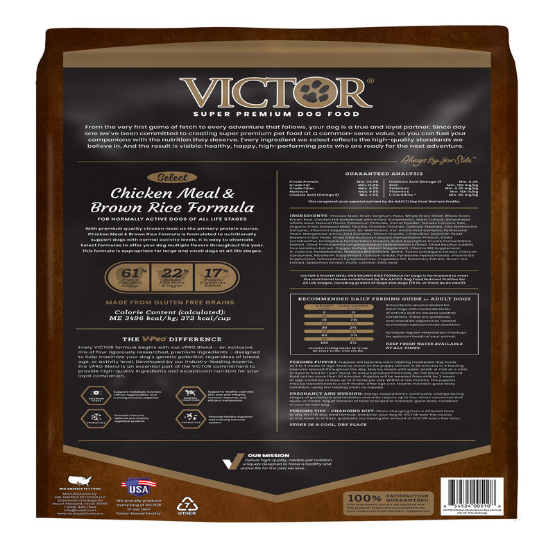 Victor Select Chicken Meal & Brown Rice Dog Food image number 2