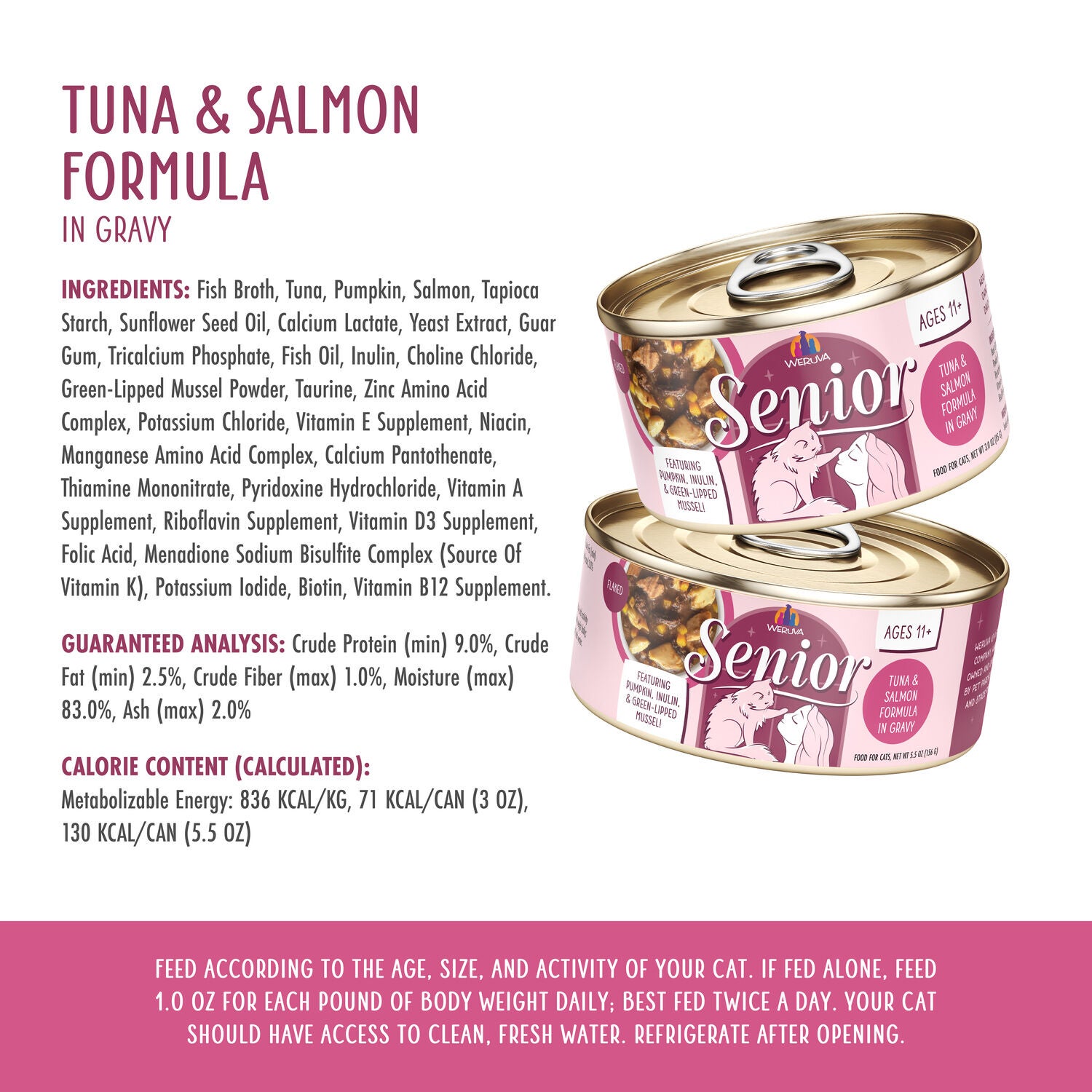 Weruva Cat Senior Tuna & Salmon Formula In Gravy Wet Cat Food, 3-Oz Can Pack Of 12