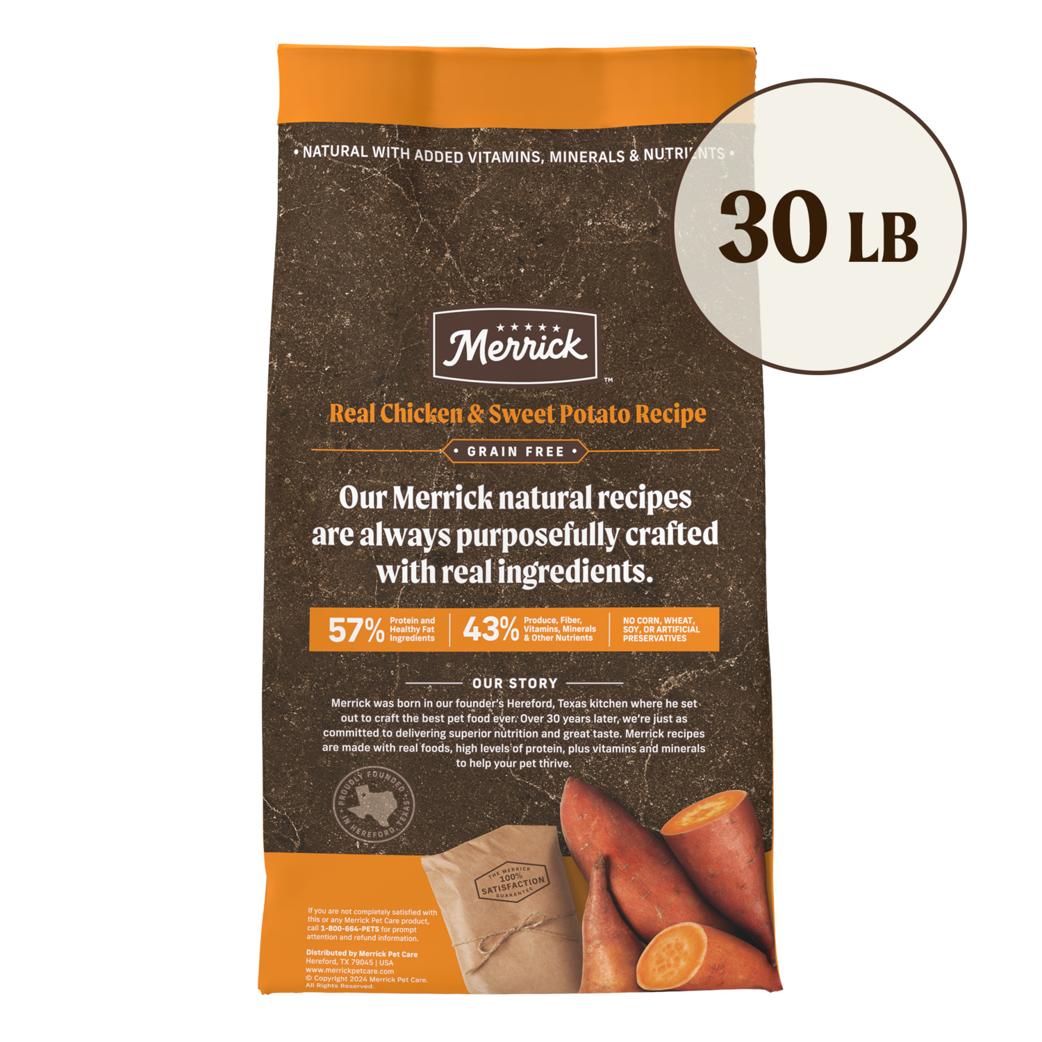 Merrick Premium Grain Free Dry Adult Dog Food, Wholesome And Natural Kibble With Real Chicken And Sweet Potato, 4-Lb Bag