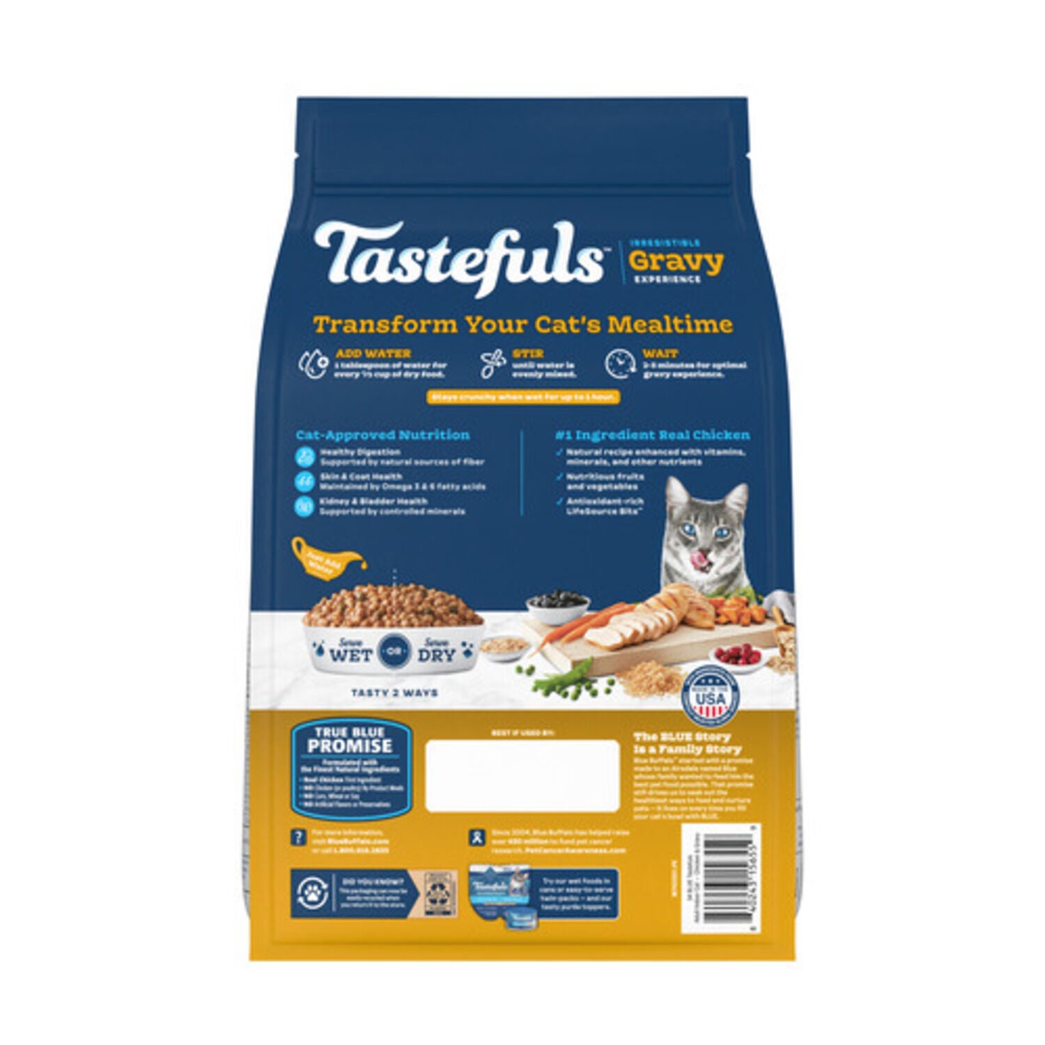 Blue Buffalo Tastefuls Irresistible Gravy Experience Chicken & Brown Rice Recipe Dry Cat Food, 7-Lb Bag