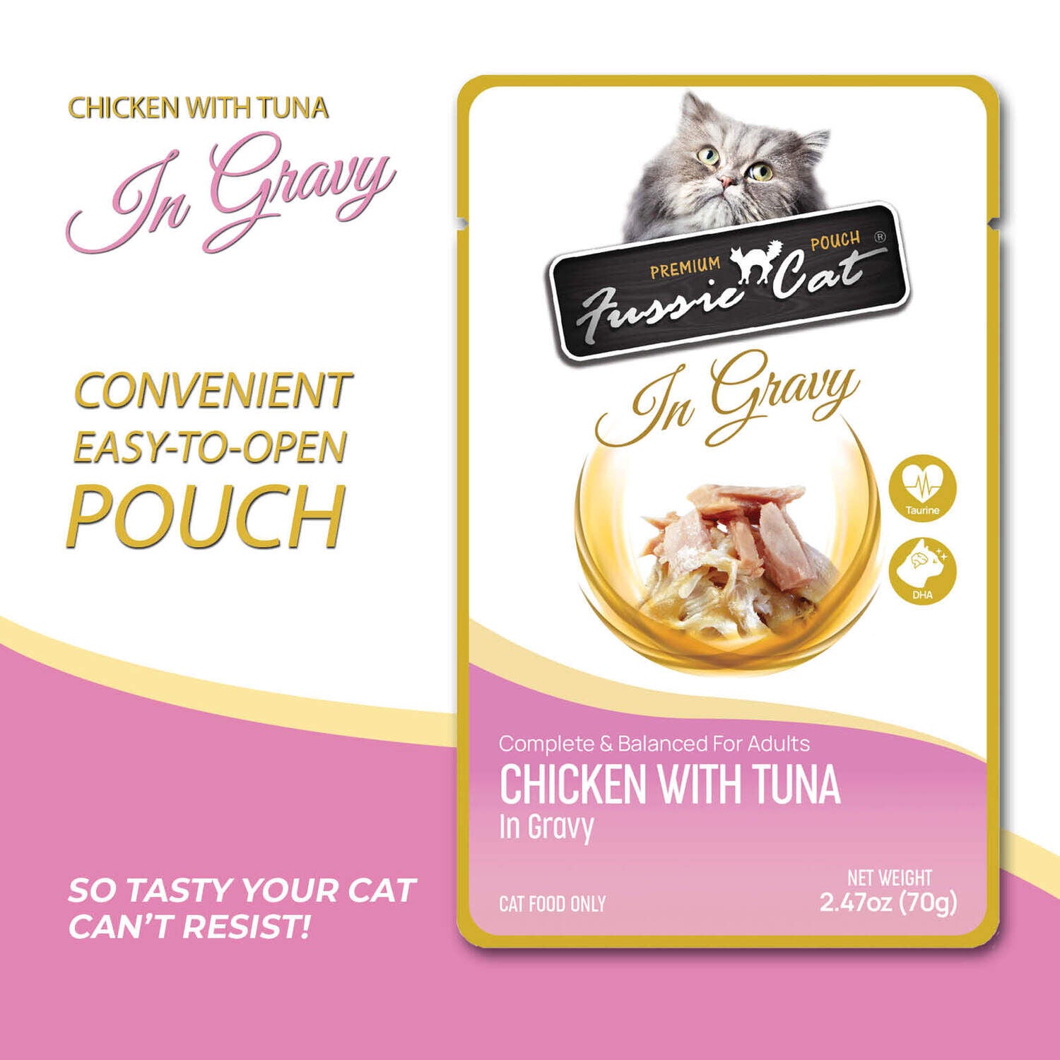 Fussie Cat Premium Chicken With Tuna In Gravy Wet Cat Food, 2.47Oz
