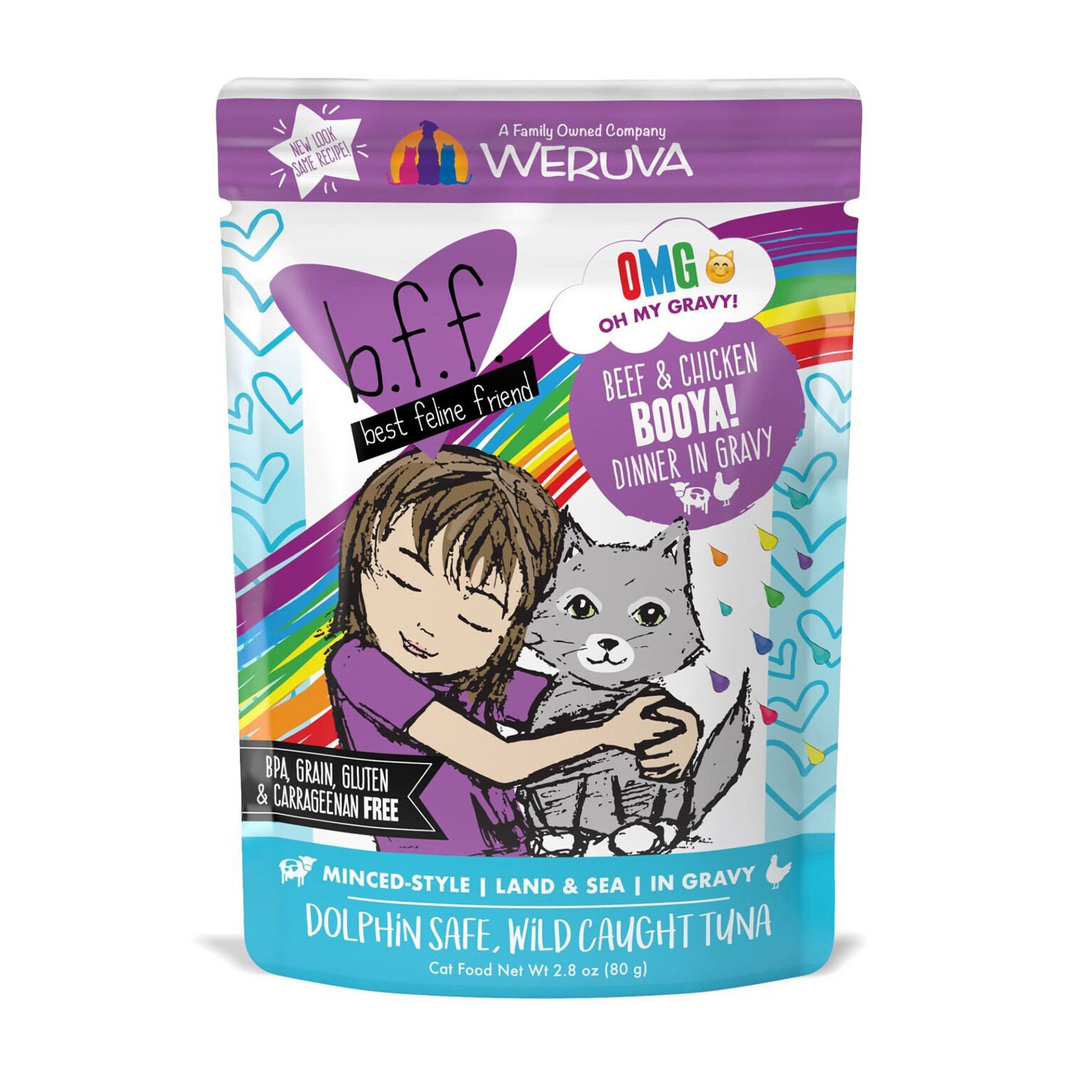 Weruva B.F.F. Omg Gravy! Beef & Chicken Booya! Wet Cat Food, 2.8Oz