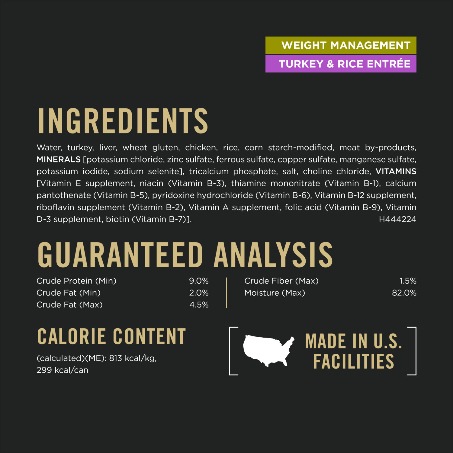 Purina Pro Plan Weight Management Wet Dog Food, Turkey And Rice Entree In Gravy - 13 Oz