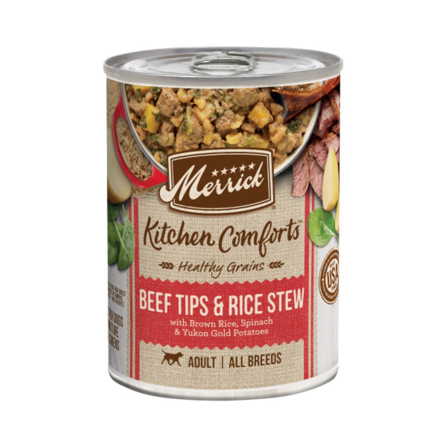 Merrick Kitchen Comforts Healthy And Natural Canned Adult With Gravy Beef Tips And Rice Stew Wet Dog Food 12.7oz 12Pack Pet Supermarket