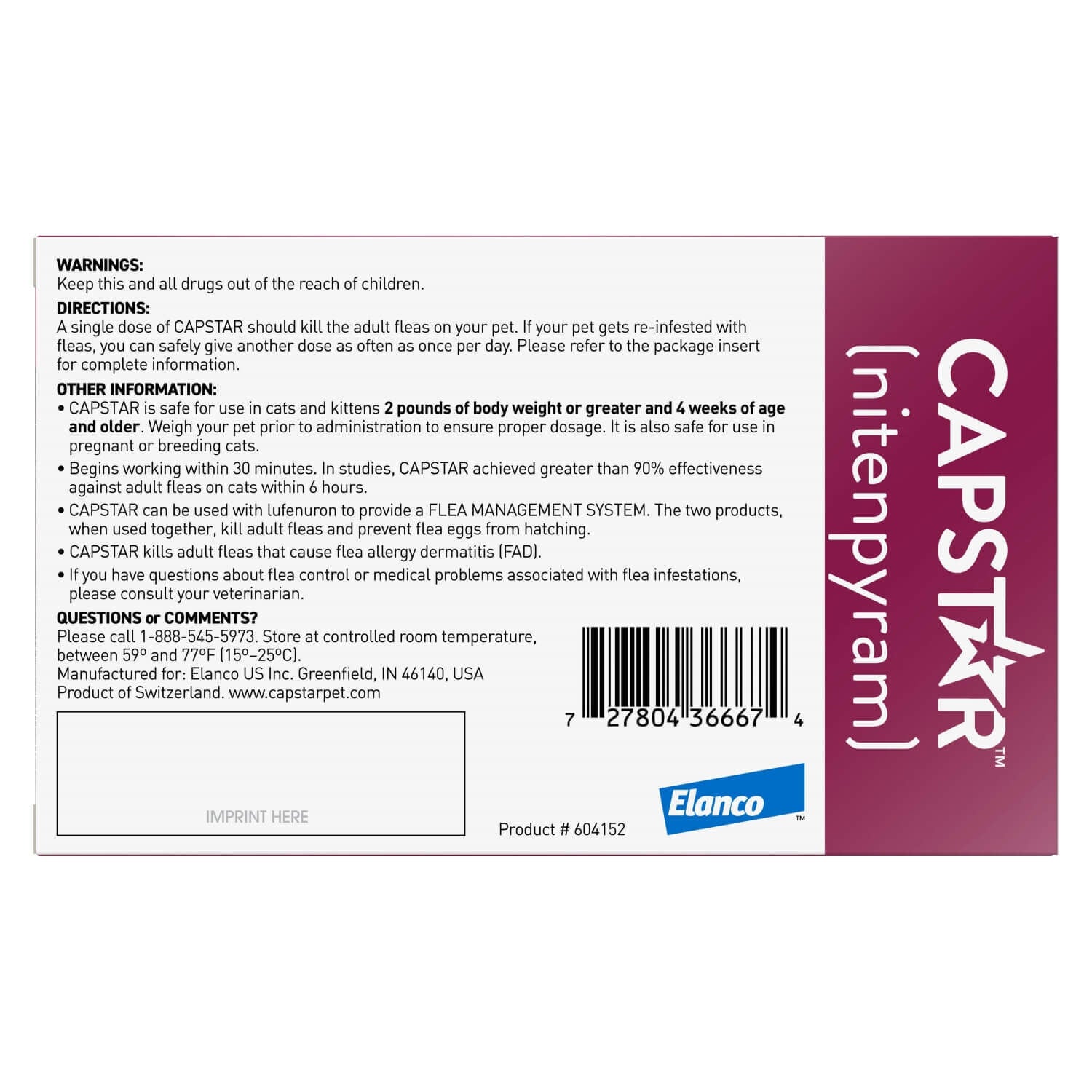 Capstar Flea Oral Treatment For Cats, 2-25 Lbs
