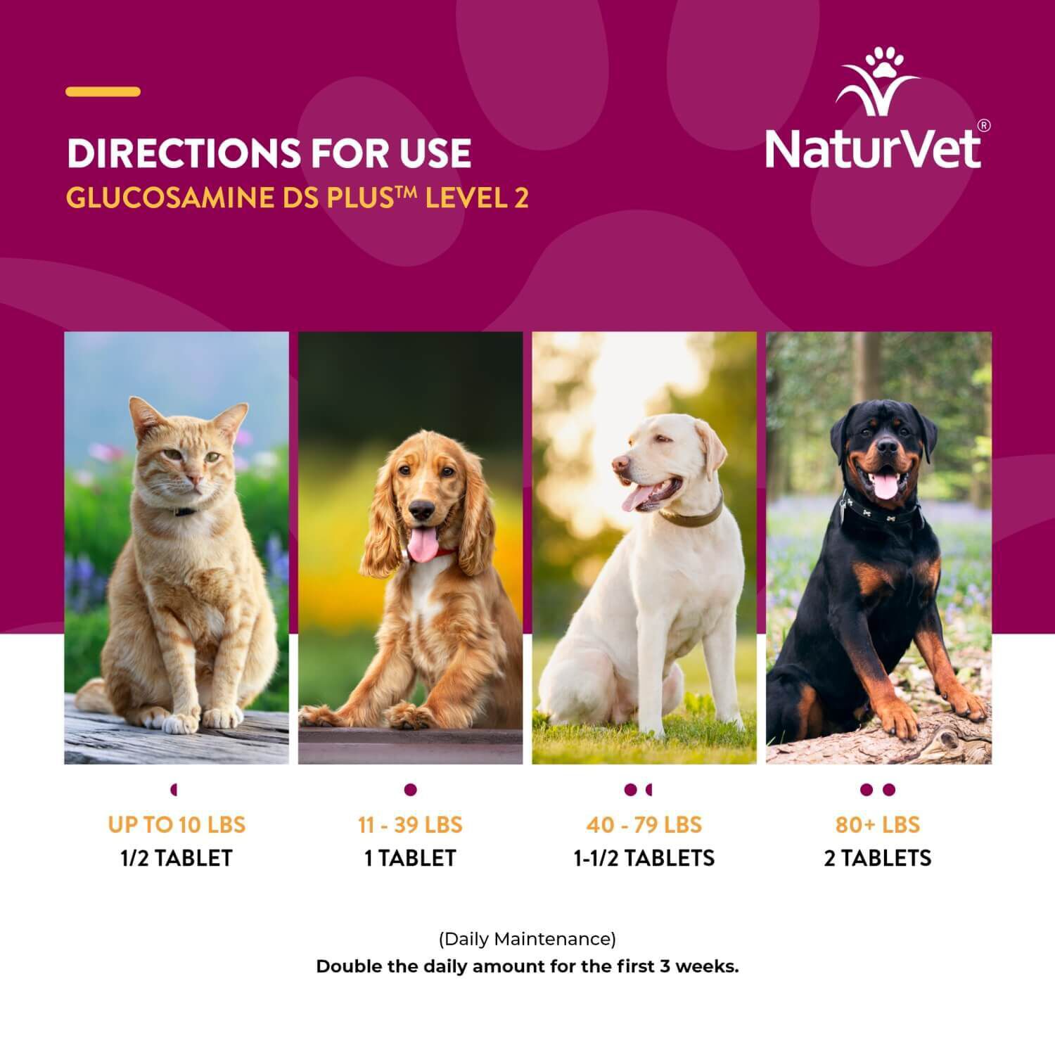 Naturvet Glucosamine Ds Plus Moderate Joint Care Supplement Tabs For Dogs & Cats