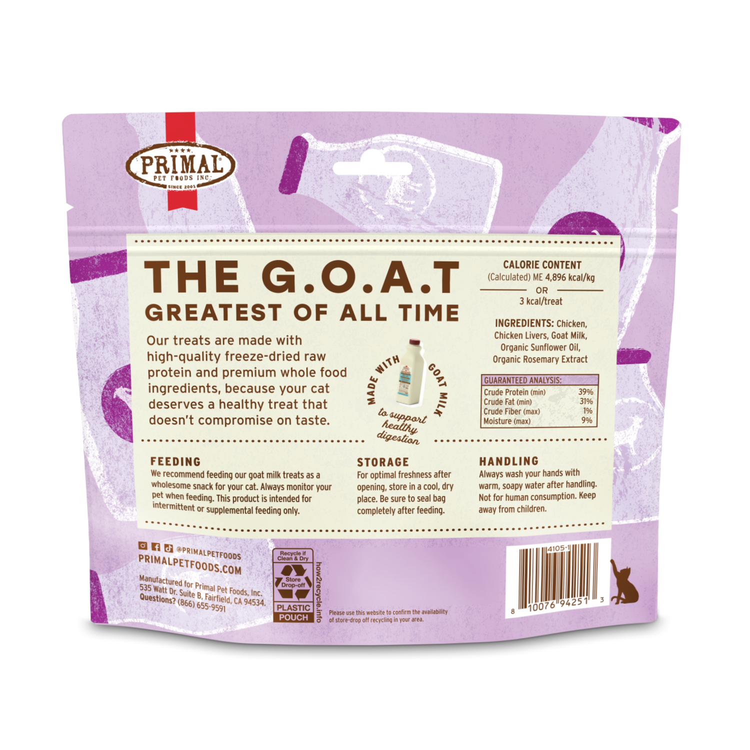 Primal The G.O.A.T Freeze-Dried Raw Cat Treats, Chicken, 2-Oz