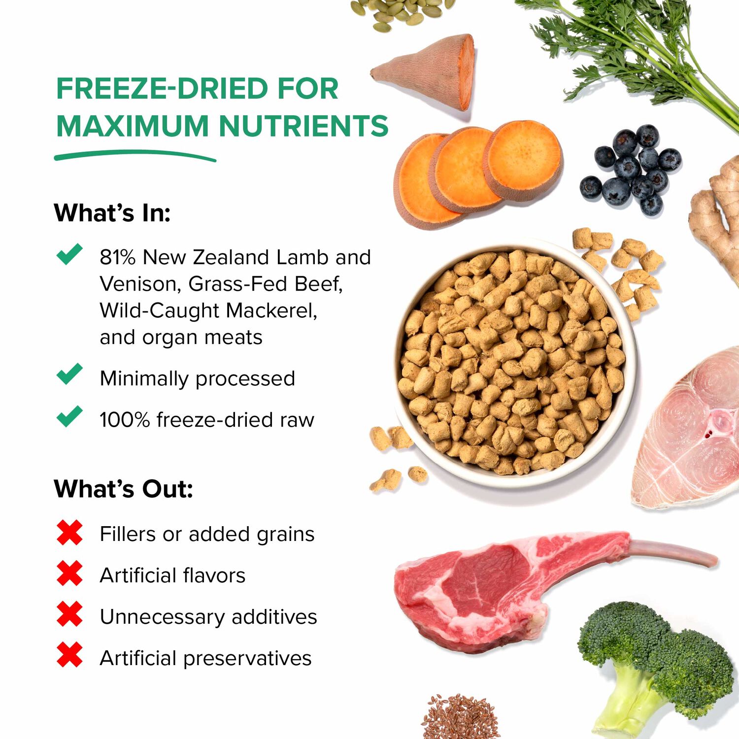 Dr. Marty Nature's Blend Premium Origin Freeze-Dried Raw Dog Food, 16-Oz Bag