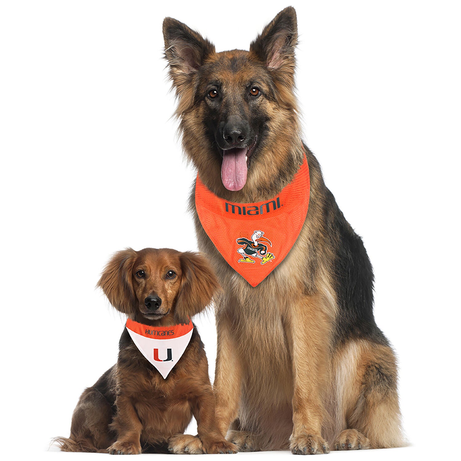 Pets First Ncaa Collegiate University Of Miami Hurricanes Reversible Dog Bandana, Large/Extra Large