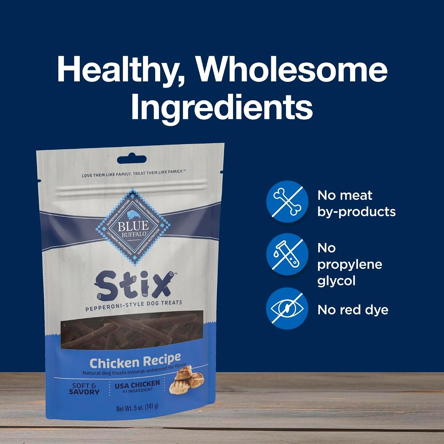 Blue Buffalo Stix Pepperoni Style Chicken Recipe Soft & Chewy Dog Treat, 5-Oz