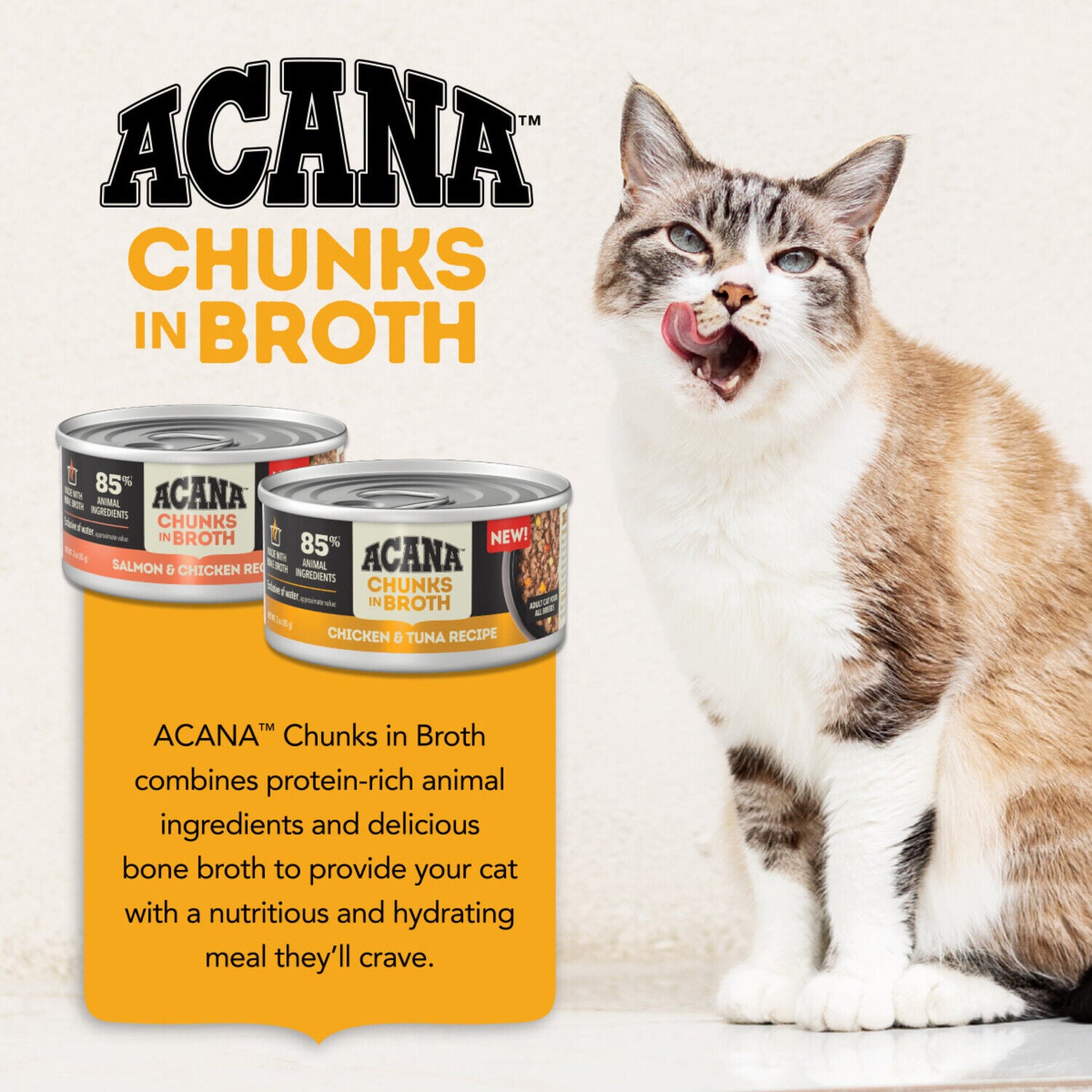 Acana Chunks In Broth Wet Cat Food Variety Pack: Salmon & Chicken + Chicken & Tuna Recipes, 3-Oz Pack Of 12
