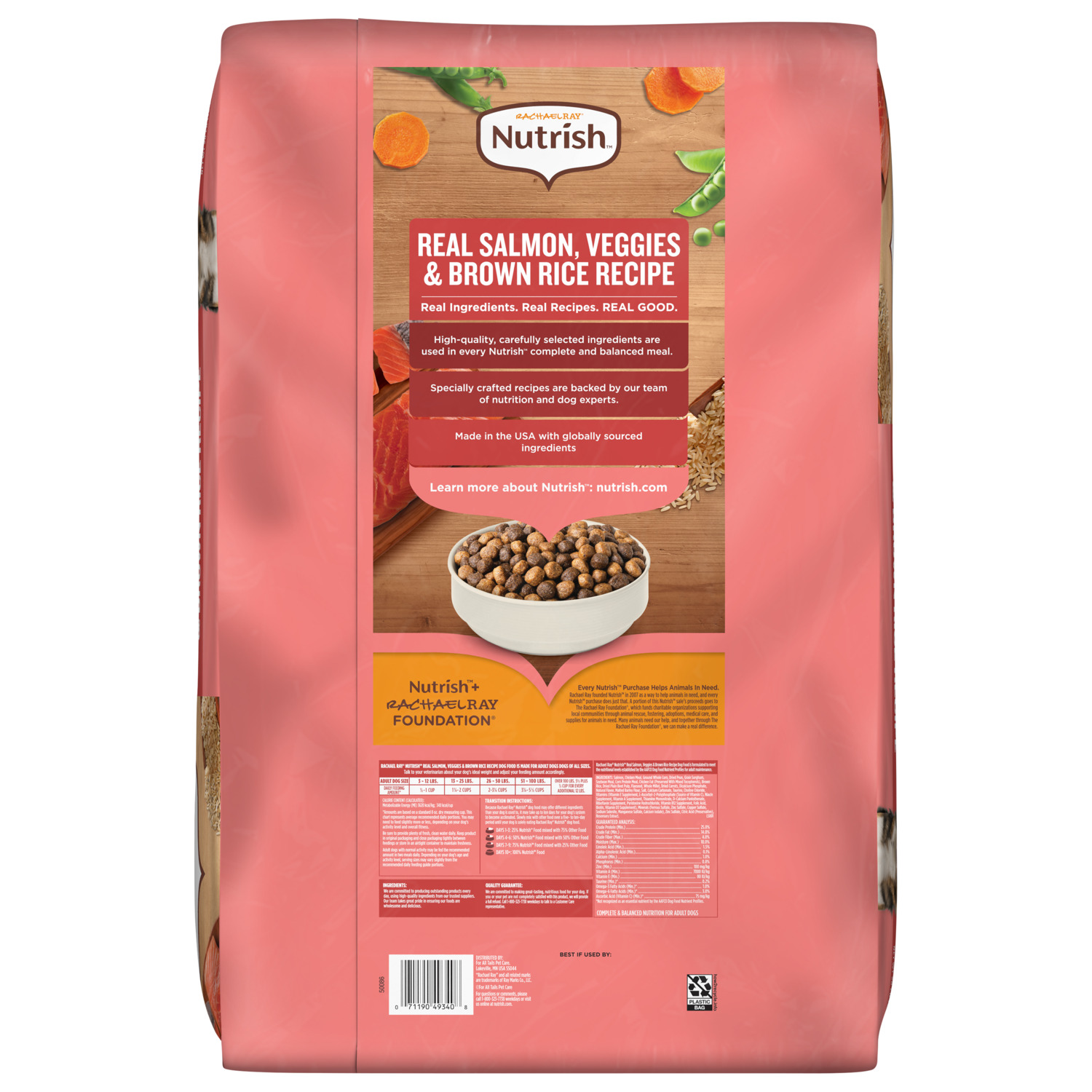 Rachael Ray Nutrish&trade; Real Salmon, Veggies & Brown Rice Recipe Dry Dog Food, 28-Lb Bag