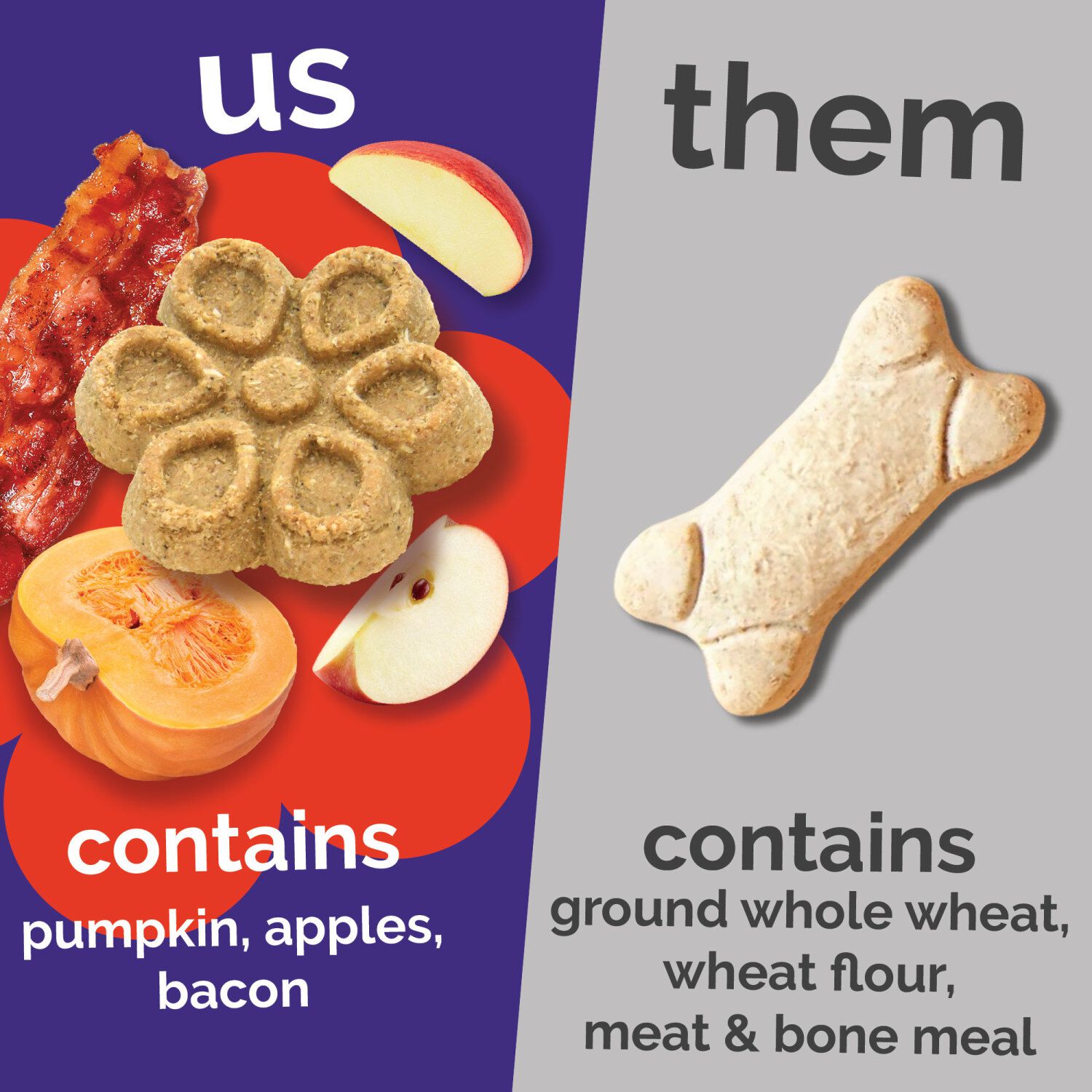 Fruitables Biggies Crunchy Biscuit Dog Treats, Crispy Bacon & Apple, 16-Oz