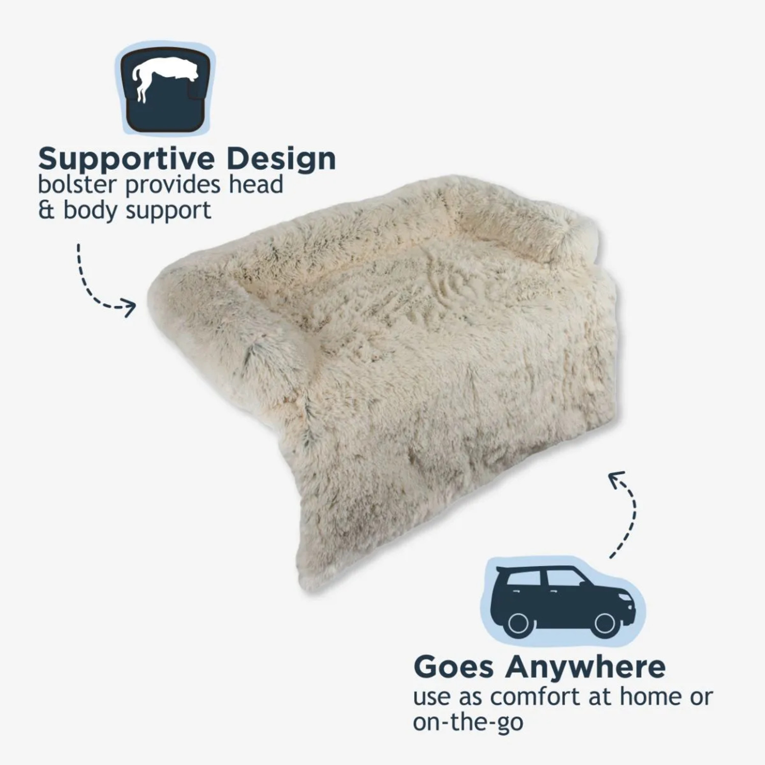 Tall Tails Anywhere Cuddler Waterproof Bolster Dog Bed, 34" - Khaki