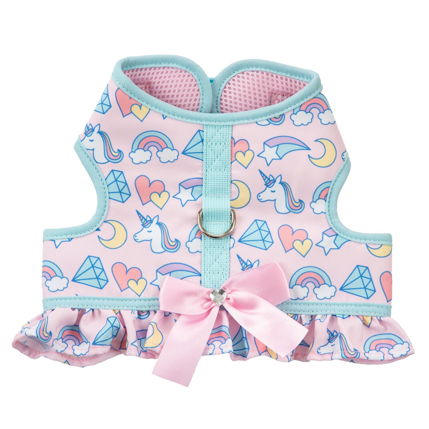 Simply Dog Rainbow & Unicorns Dog Harness, Pink