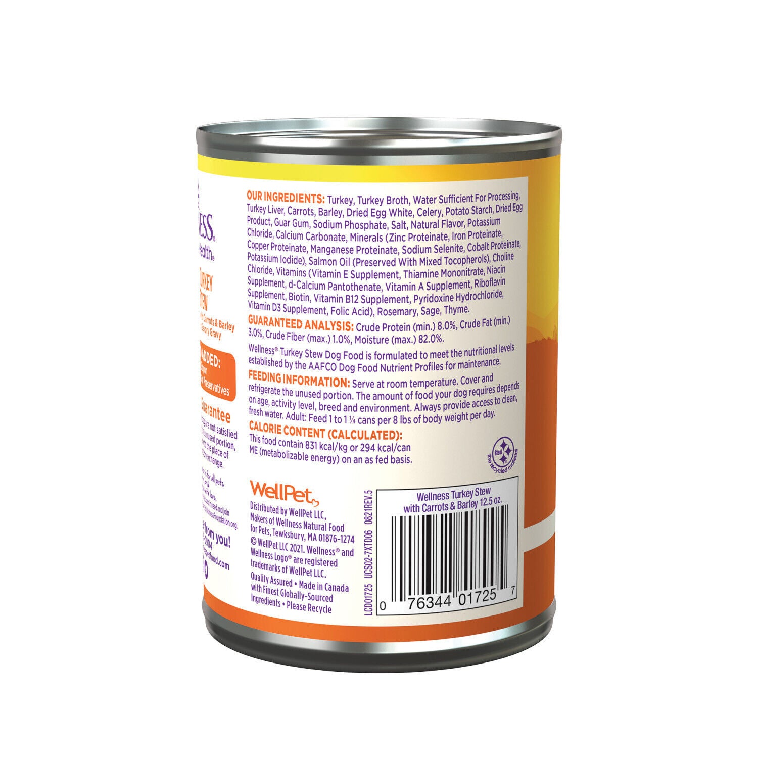 Wellness Complete Health Canned Wet Dog Food, Turkey Stew, 12.5-Ounce Can