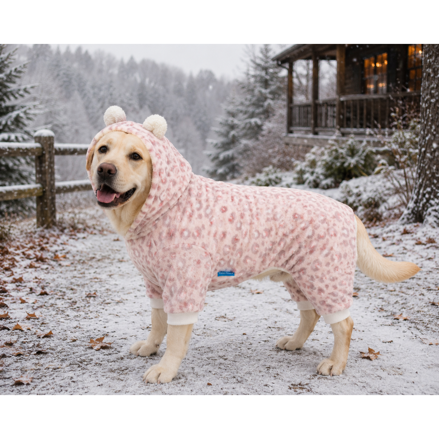 Aristopet Animal Print Dog Pajamas Onesie With Cute Ears On Hood, Extra Small