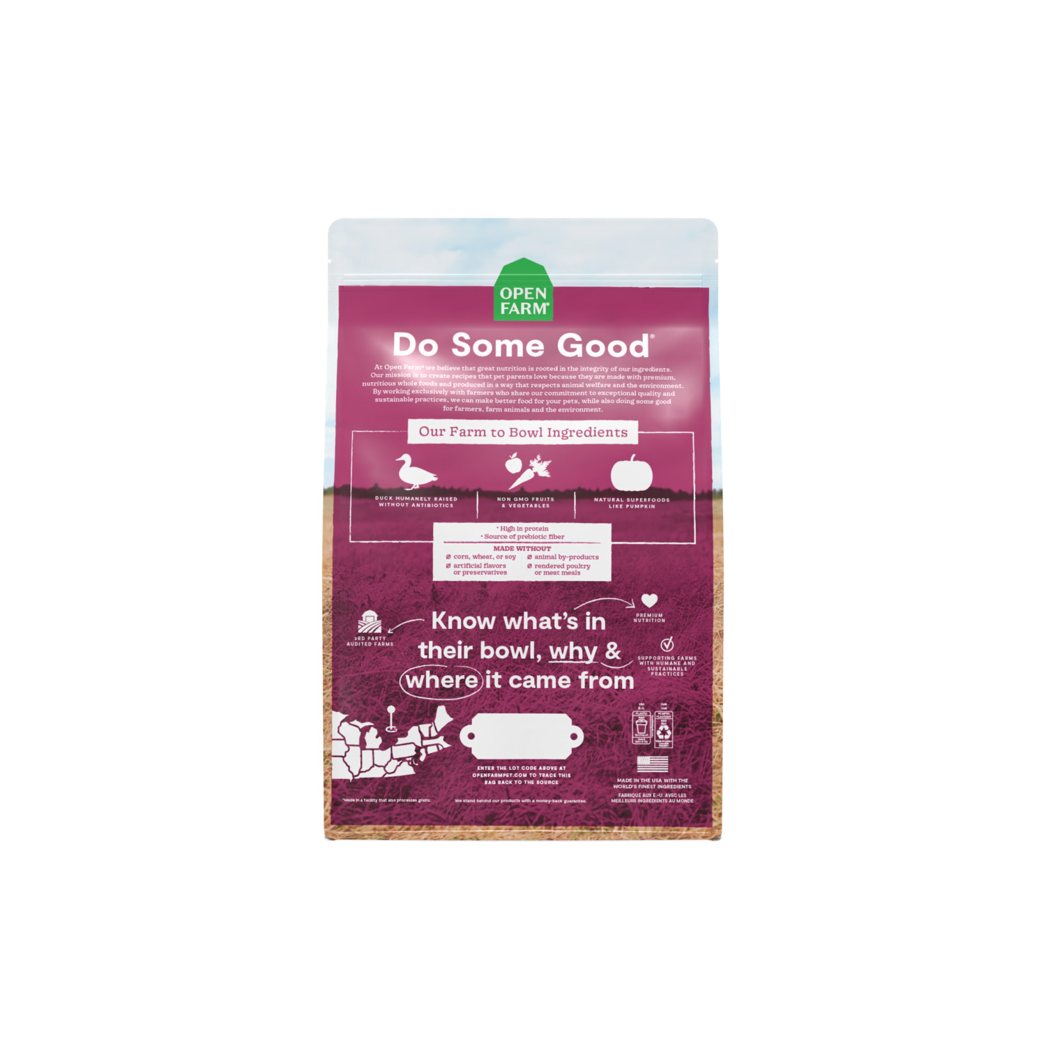 Open Farm Grain-Free Dry Dog Food, Farmstead Duck Recipe, 22-Lb