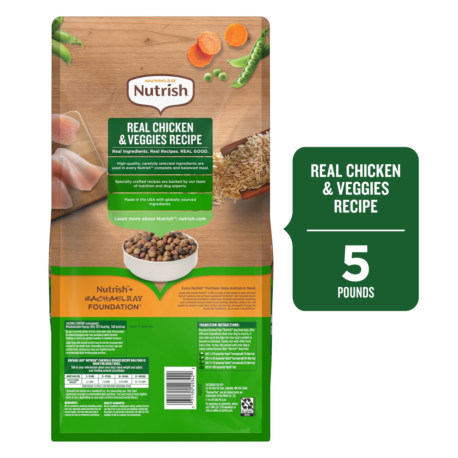 Rachel Ray Nutrish&trade; Real Chicken & Veggies Recipe Whole Health Blend Dry Dog Food, 5-Lb Bag