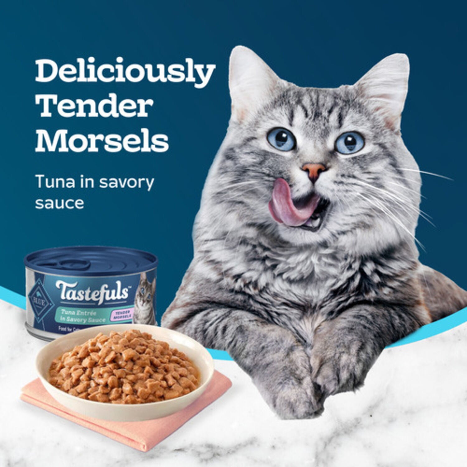 Blue Buffalo Tastefuls Adult Wet Cat Food, Tuna Entree In Gravy Morsels, 3-Oz