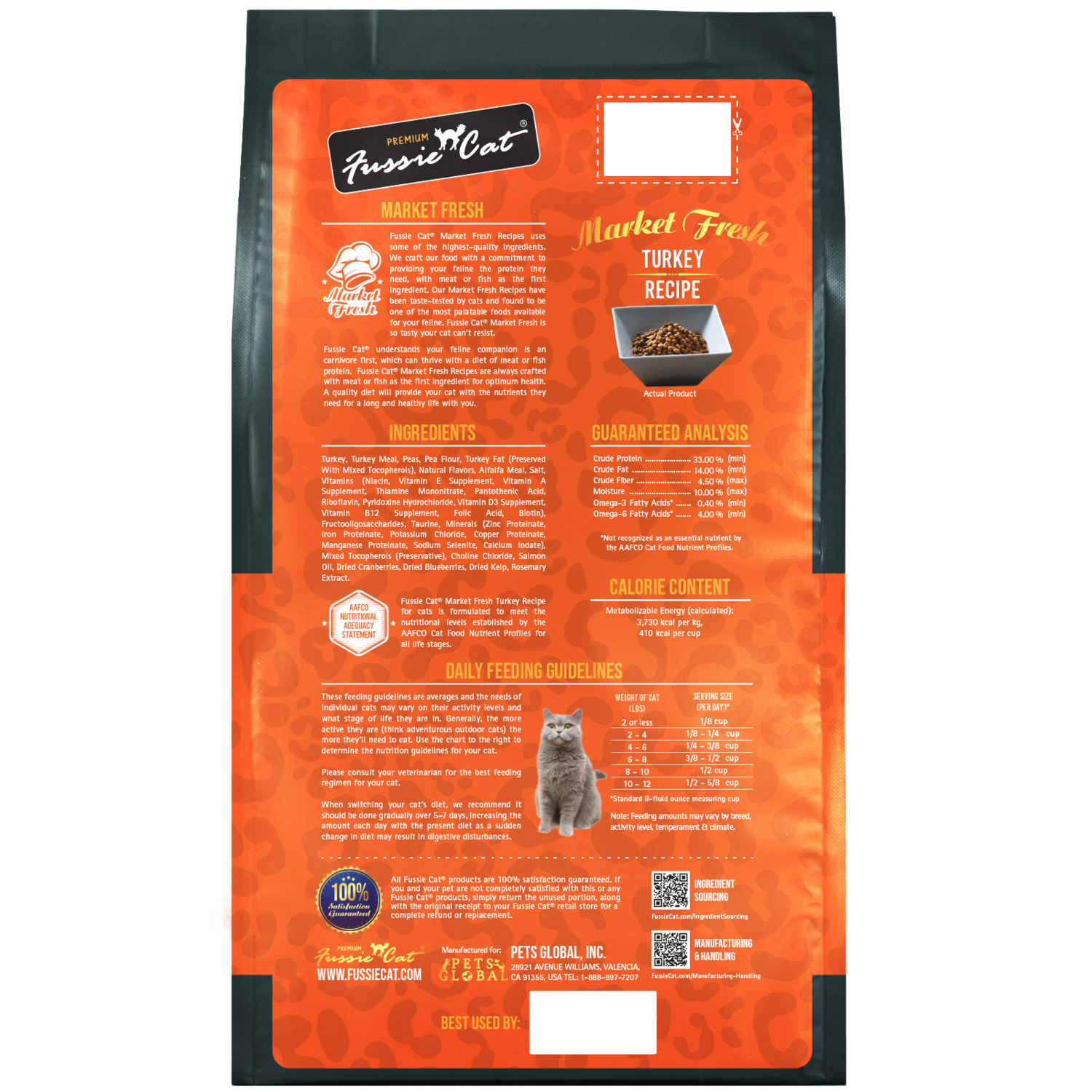 Fussie Cat Market Fresh Turkey Recipe Grain Free Dry Cat Food, 10Lb